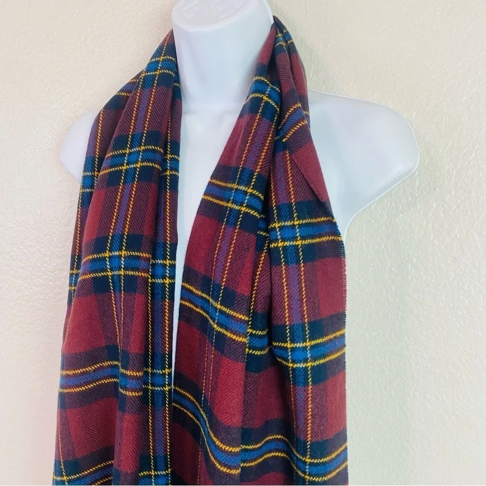 Old Navy Burgundy Plaid Scarf 12.5” x 65”
